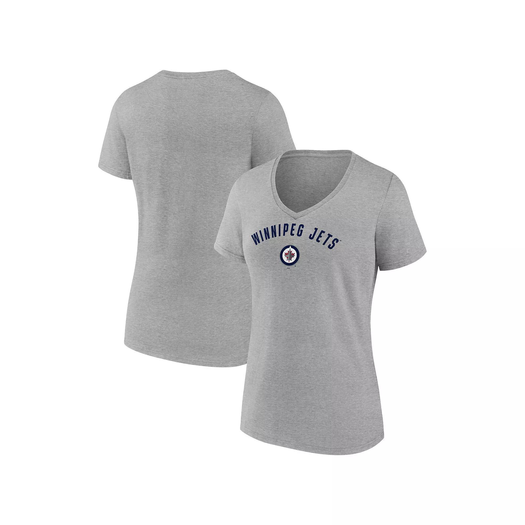 Women's Fanatics Gray Winnipeg Jets V-Neck T-Shirt, Size: Medium, Jts Grey Product Image