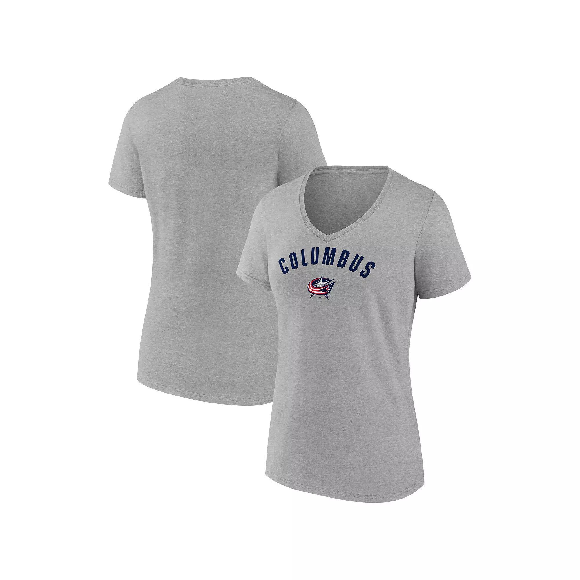 Women's Fanatics Gray Columbus Blue Jackets V-Neck T-Shirt, Size: XL, Grey Product Image