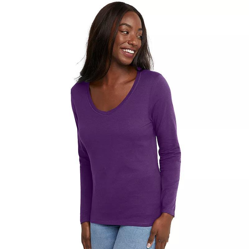 Womens Hanes Originals Long Sleeve Tee Purple Splendor Product Image