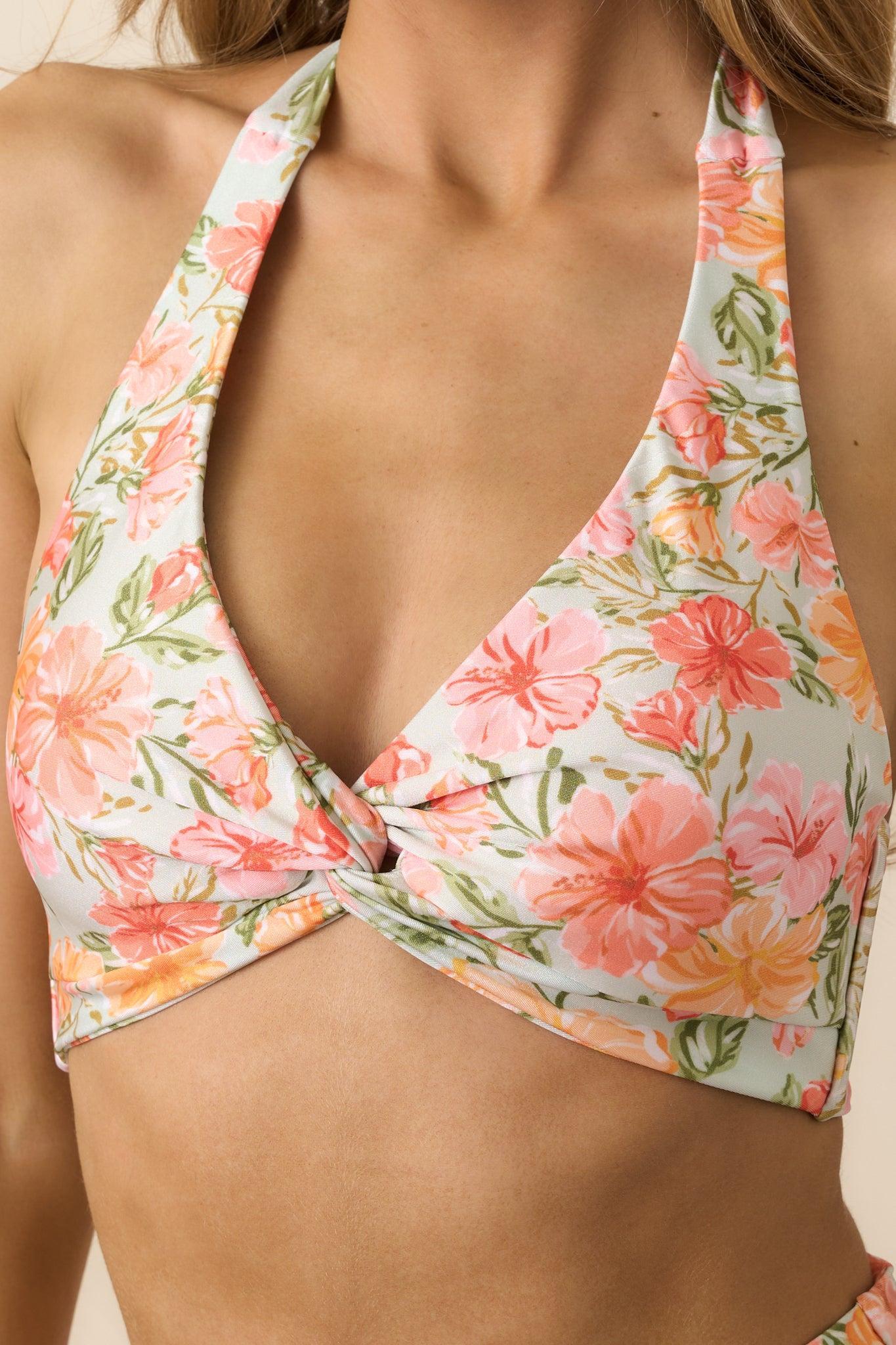 MINKPINK Lorelei Hibiscus Pink Floral Bikini Top Product Image