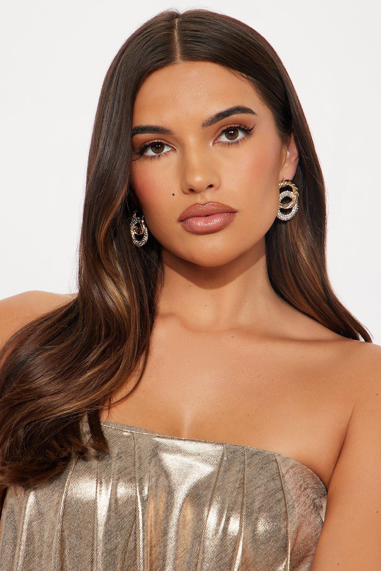 Sparkle Surge Statement Drop Earrings - Gold Female Product Image