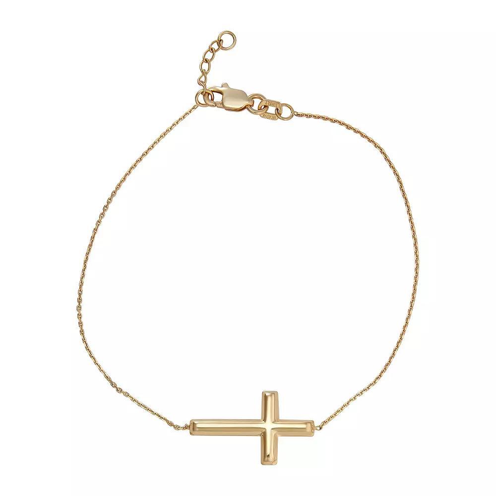 10k Gold Sideways Cross Bracelet, Women's, Size: 7.5" Product Image