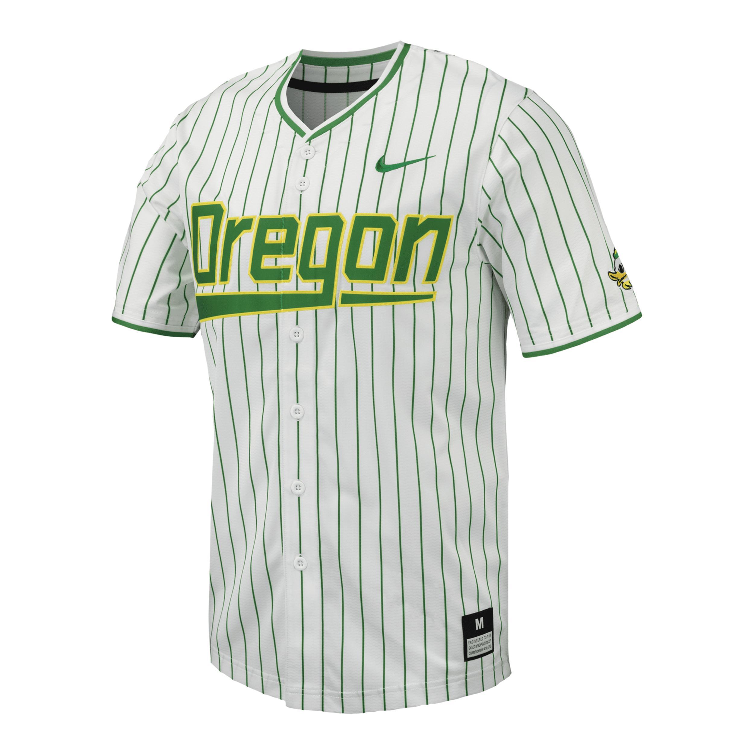 Nike Mens White Oregon Ducks Pinstripe Replica Baseball Jersey - Wht/agr Product Image