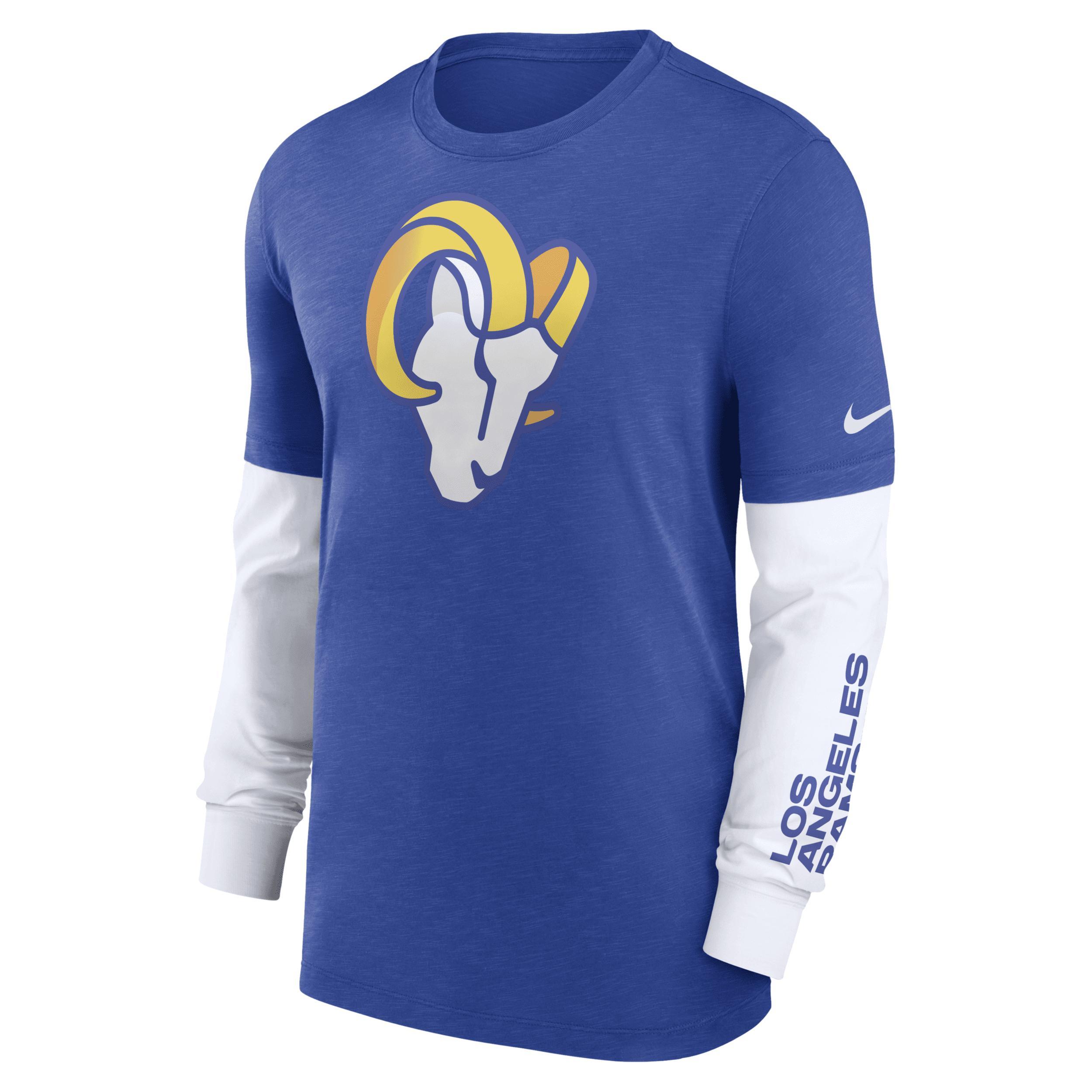 Men's Nike Heather Royal Los Angeles Rams Slub Fashion Long Sleeve T-Shirt, Size: 3XL, Blue Product Image