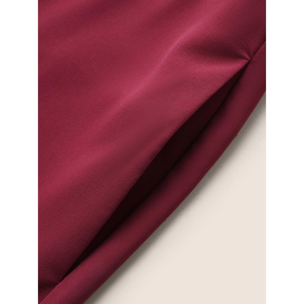 Plus Size Burgundy Sequin Patchwork Mock Neck Sleeveless Jumpsuit Women Cocktail Sleeveless Mock Neck Party Loose Jumpsuits BloomChic 26/4X Product Image