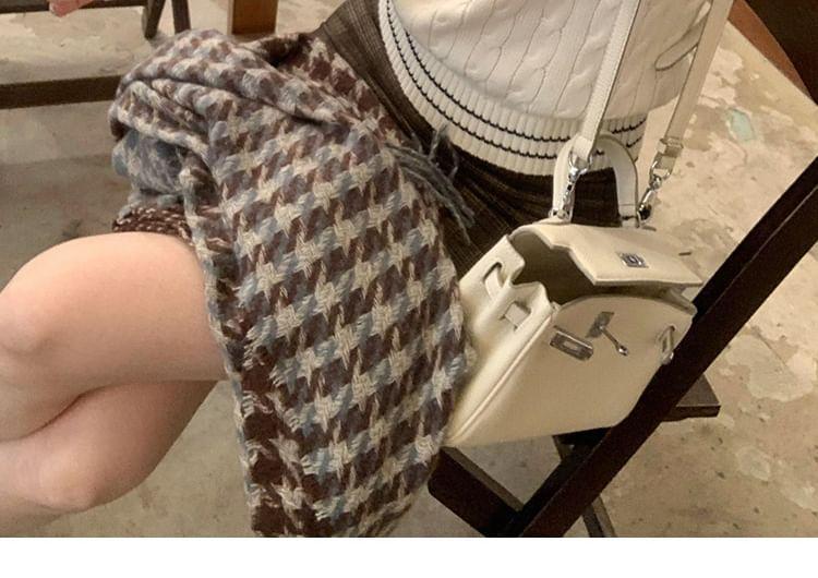 V-Neck Striped Cable Knit Sweater Product Image