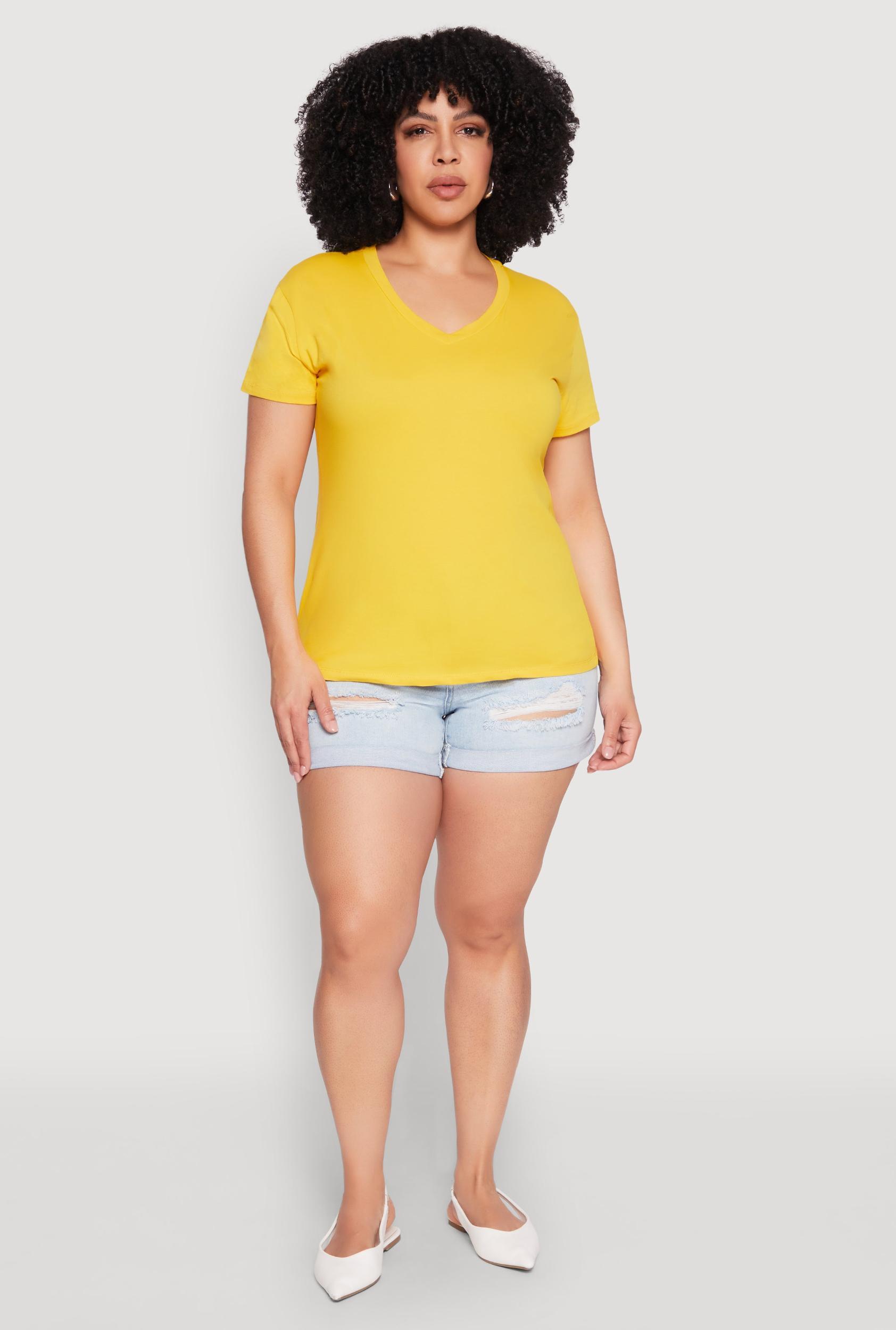 Womens Plus Size V Neck Short Sleeve Top Product Image