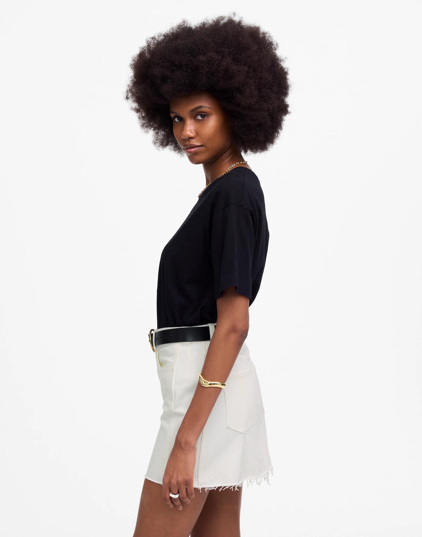 Raw-Hem Mini Skirt in Pure White Product Image