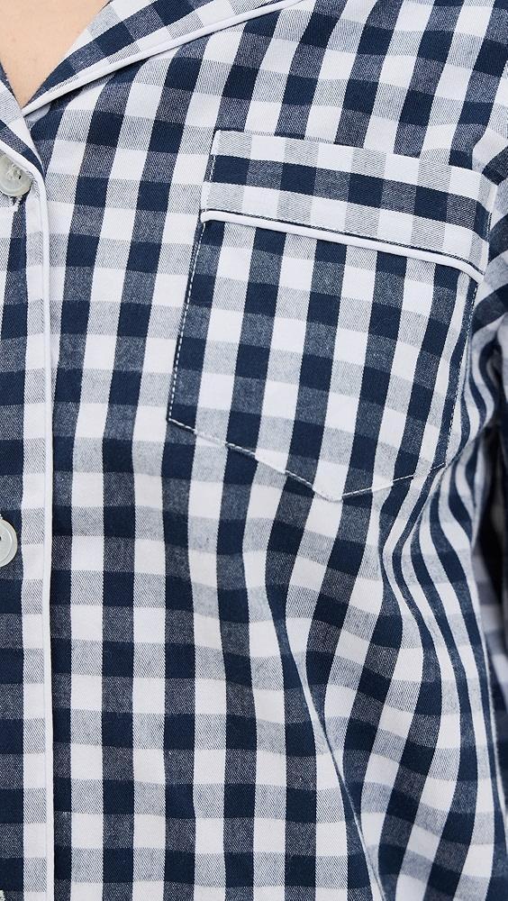 Petite Plume Gingham Long Sleeve Short Set | Shopbop Product Image