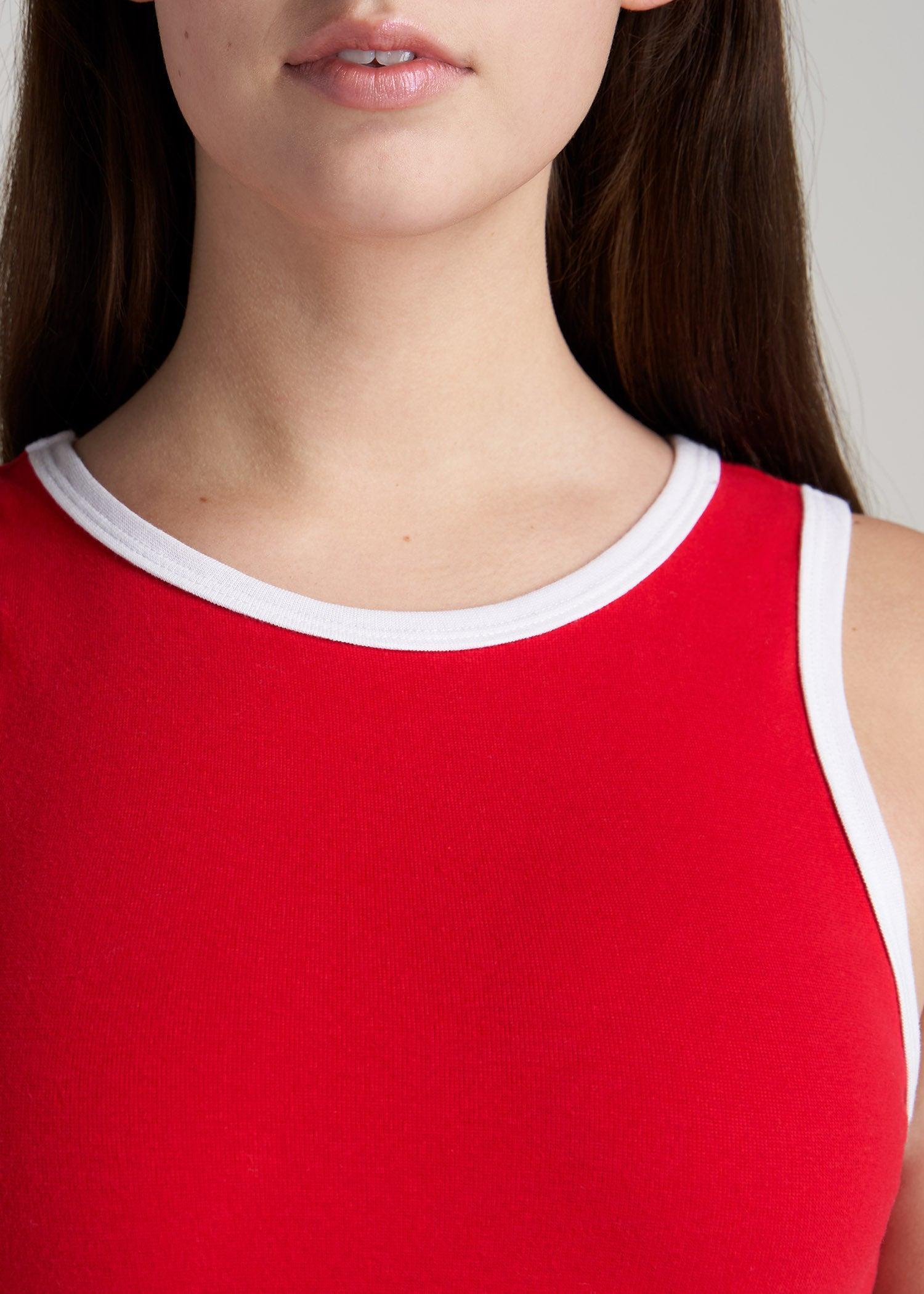 Women's Tall Sleeveless Fitted Midi Dress in Red and White Product Image