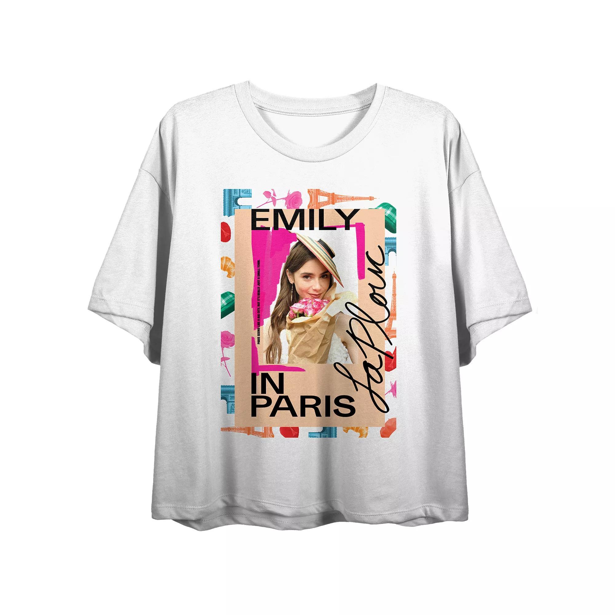 Juniors' Emily In Paris Colorful Photo Flowy Graphic Tee, Women's, Size: Medium, Black Product Image