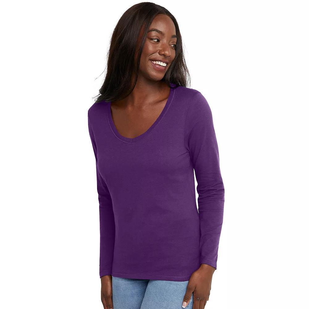 Womens Hanes Originals Long Sleeve Tee Purple Splendor Product Image