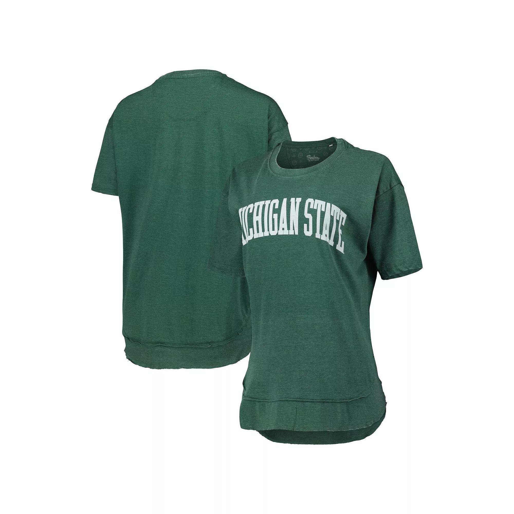 Women's Pressbox Heathered Green Michigan State Spartans Arch Poncho T-Shirt, Size: Medium Product Image