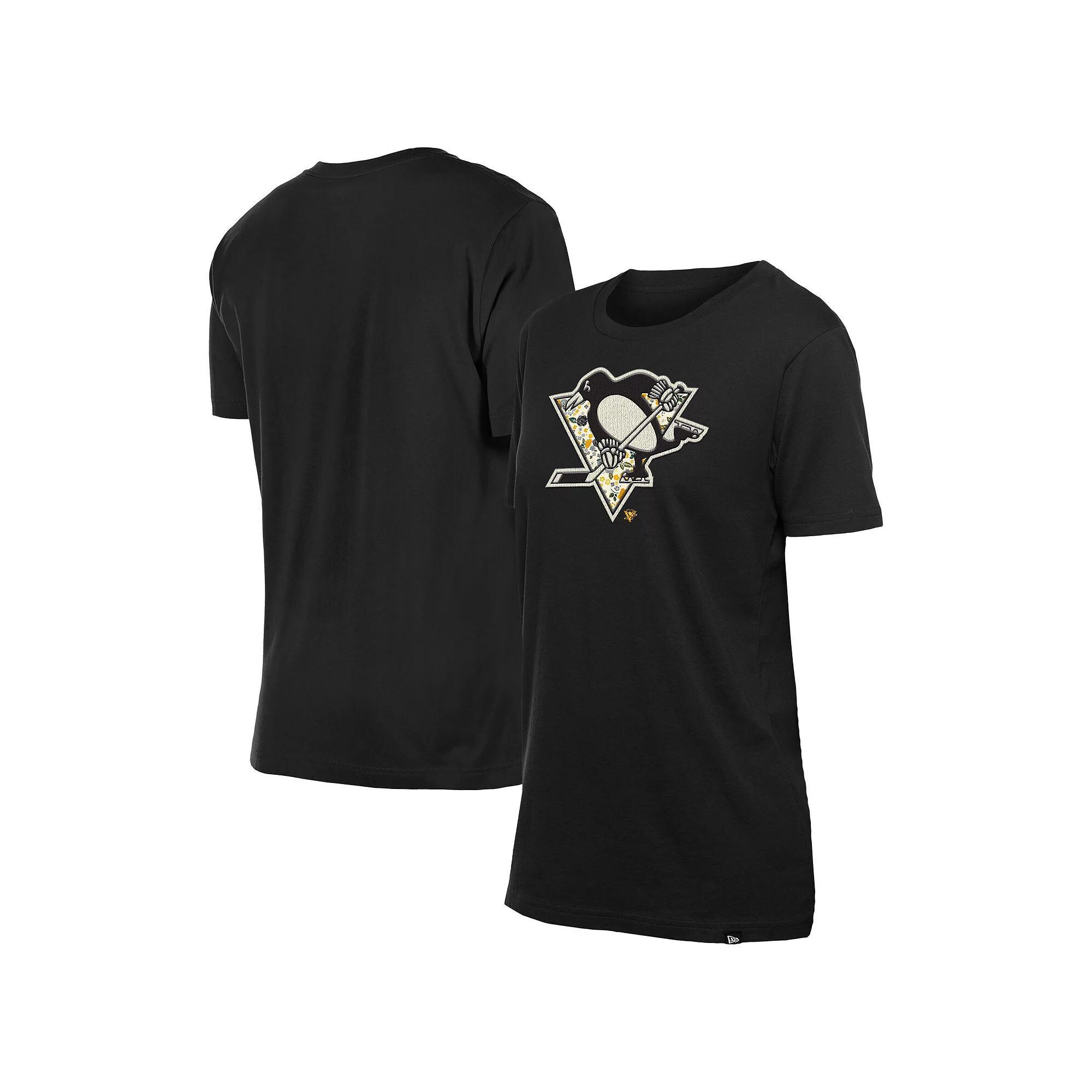Women's New Era  Black Pittsburgh Penguins Glam Game Floral T-Shirt, Size: Small Product Image