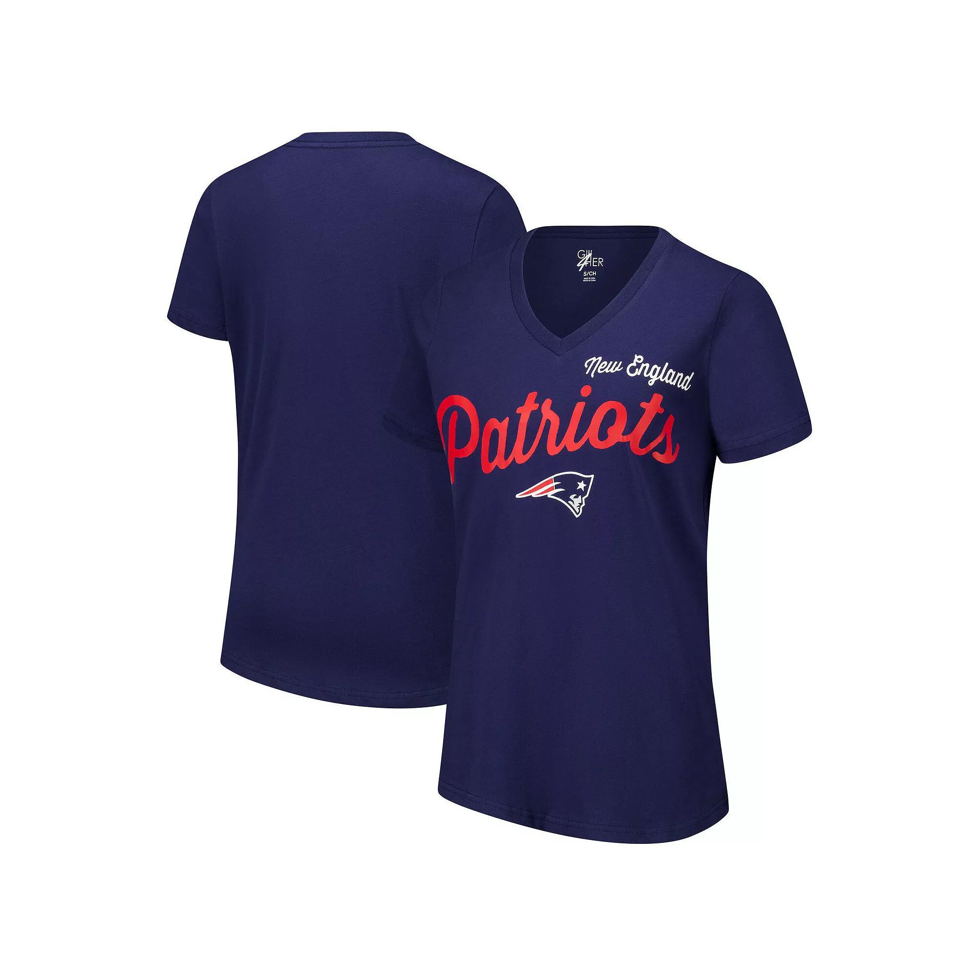 Women's G-III 4Her by Carl Banks Navy New England Patriots Post Season V-Neck T-Shirt, Size: XL, Blue Product Image