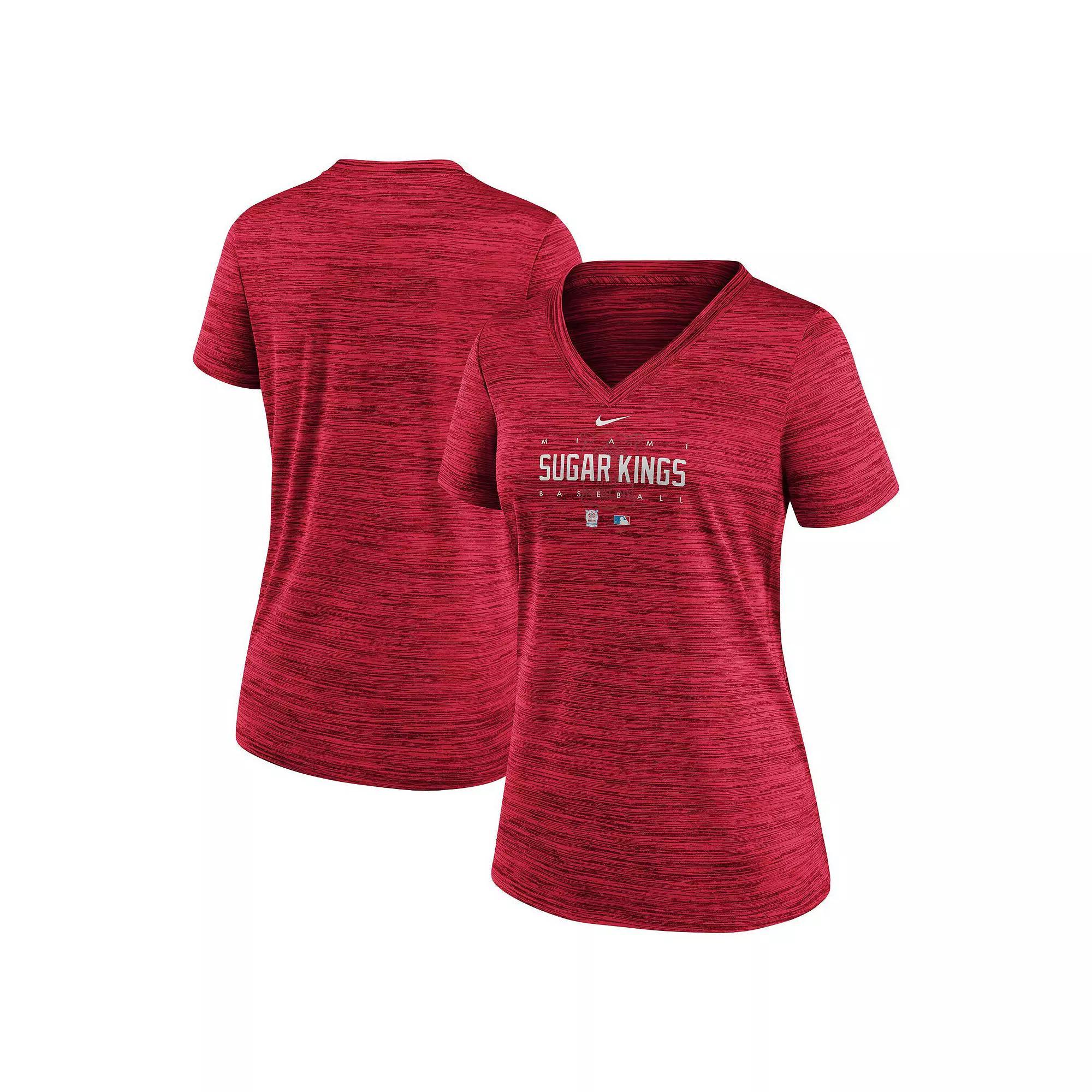 Women's Nike  Red Miami Marlins City Connect Velocity Practice Performance V-Neck T-Shirt, Size: 2XL Product Image
