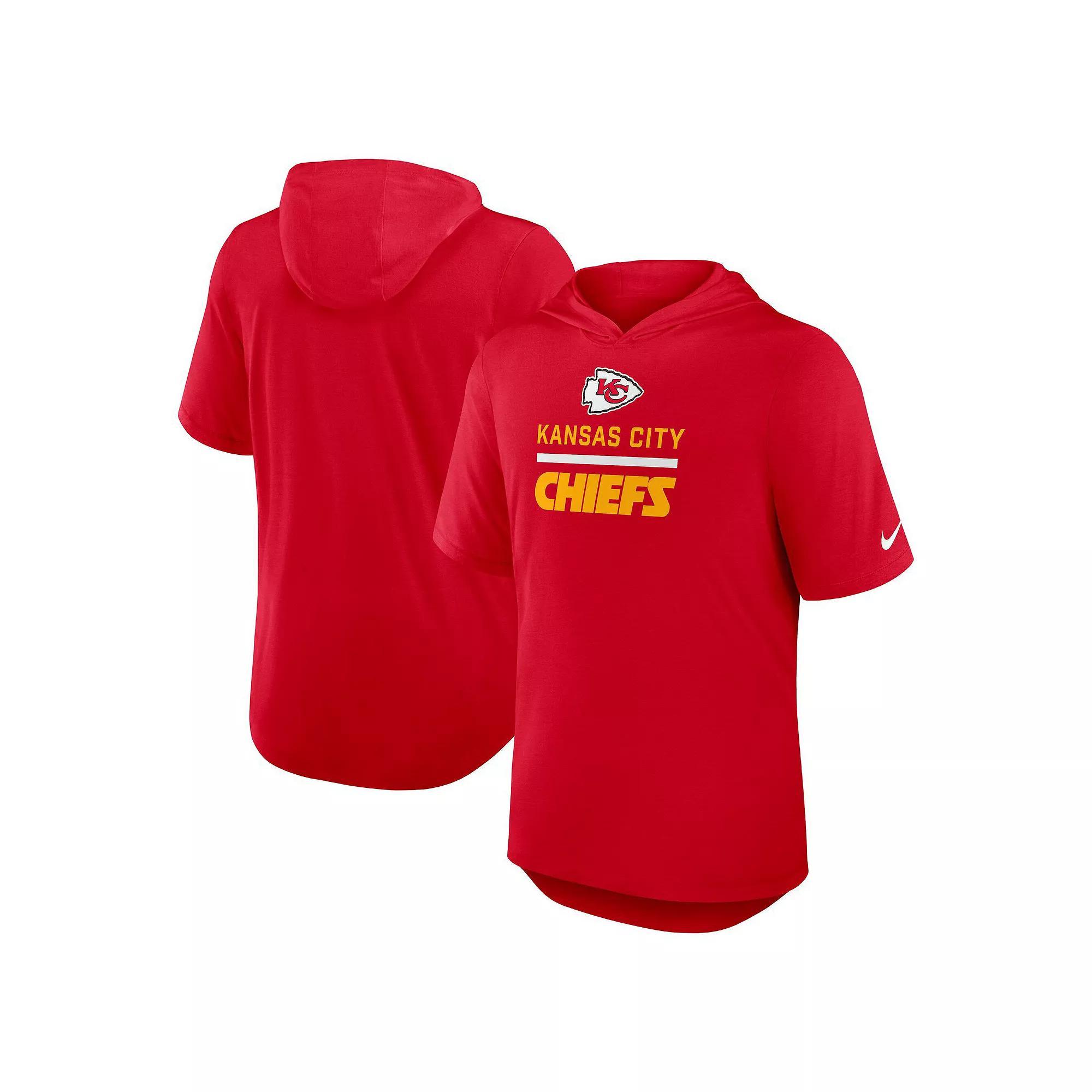 Men's Nike Red Kansas City Chiefs Lockup Tri-Blend Hoodie T-Shirt, Size: Small Product Image