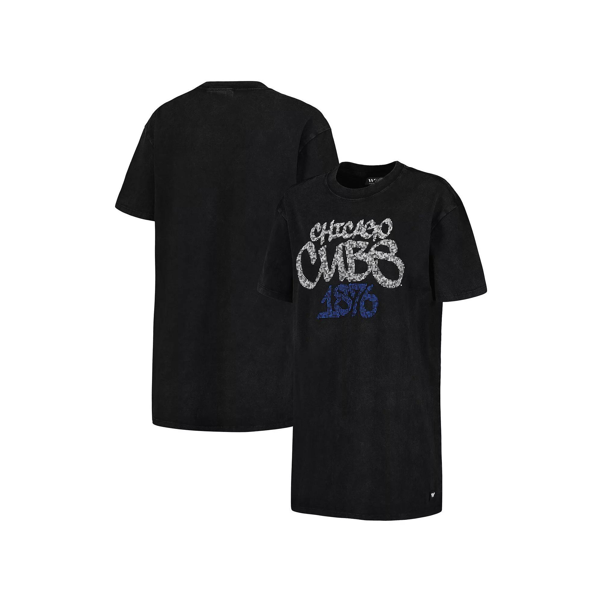 Women's The Wild Collective Black Chicago Cubs T-Shirt Dress, Size: Large Product Image