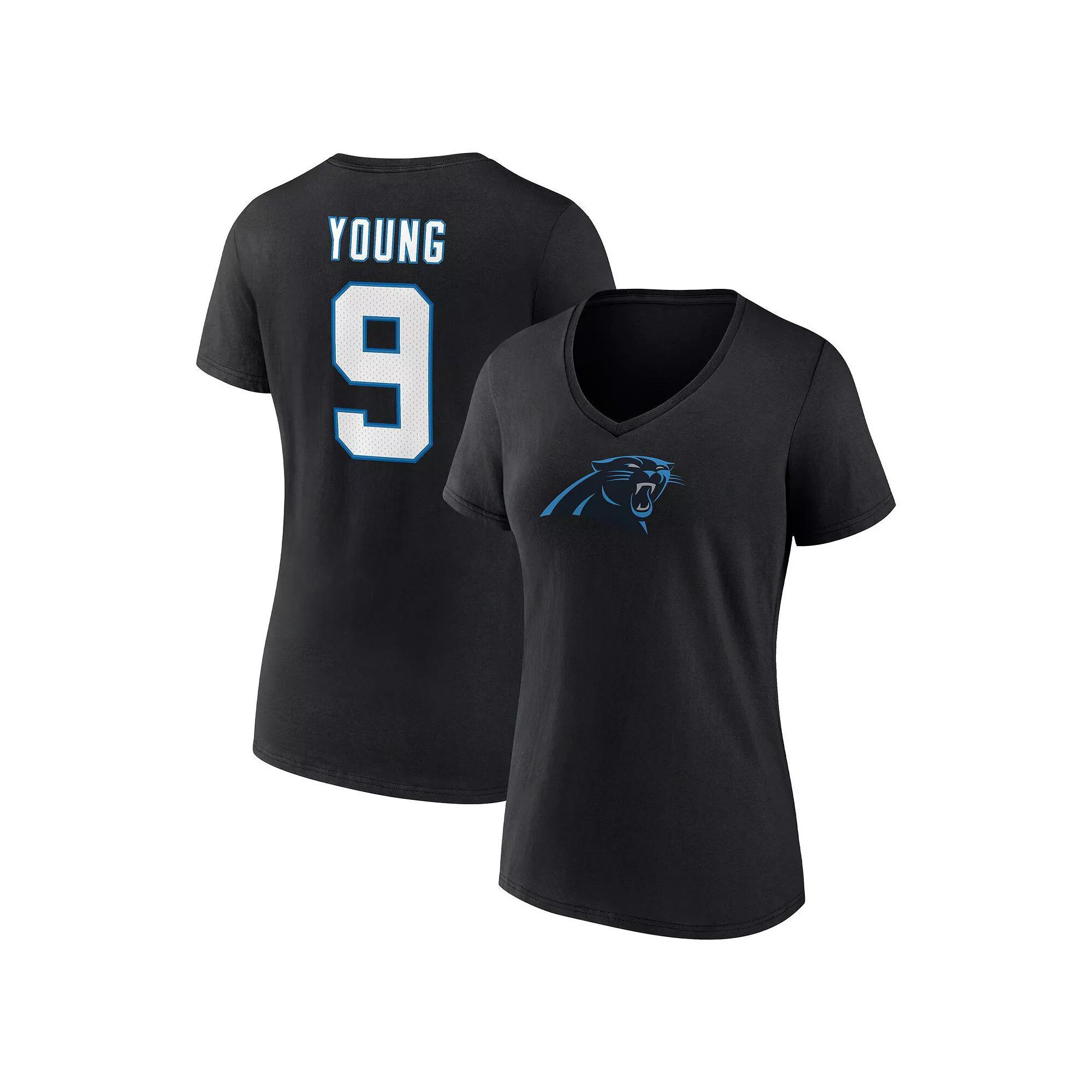 Women's Fanatics Branded Bryce Young Black Carolina Panthers Icon Name & Number V-Neck T-Shirt, Size: 3XL Product Image
