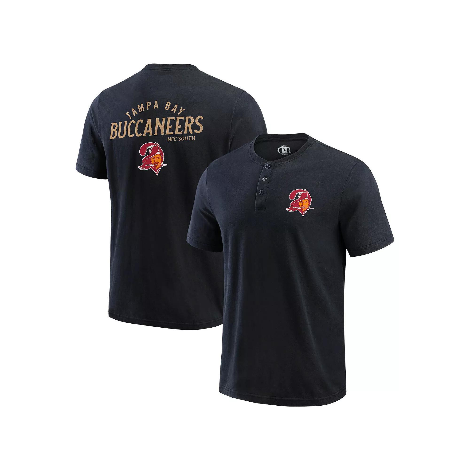 Men's Darius Rucker Collection by Fanatics Black Tampa Bay Buccaneers Washed Henley T-Shirt, Size: Small Product Image