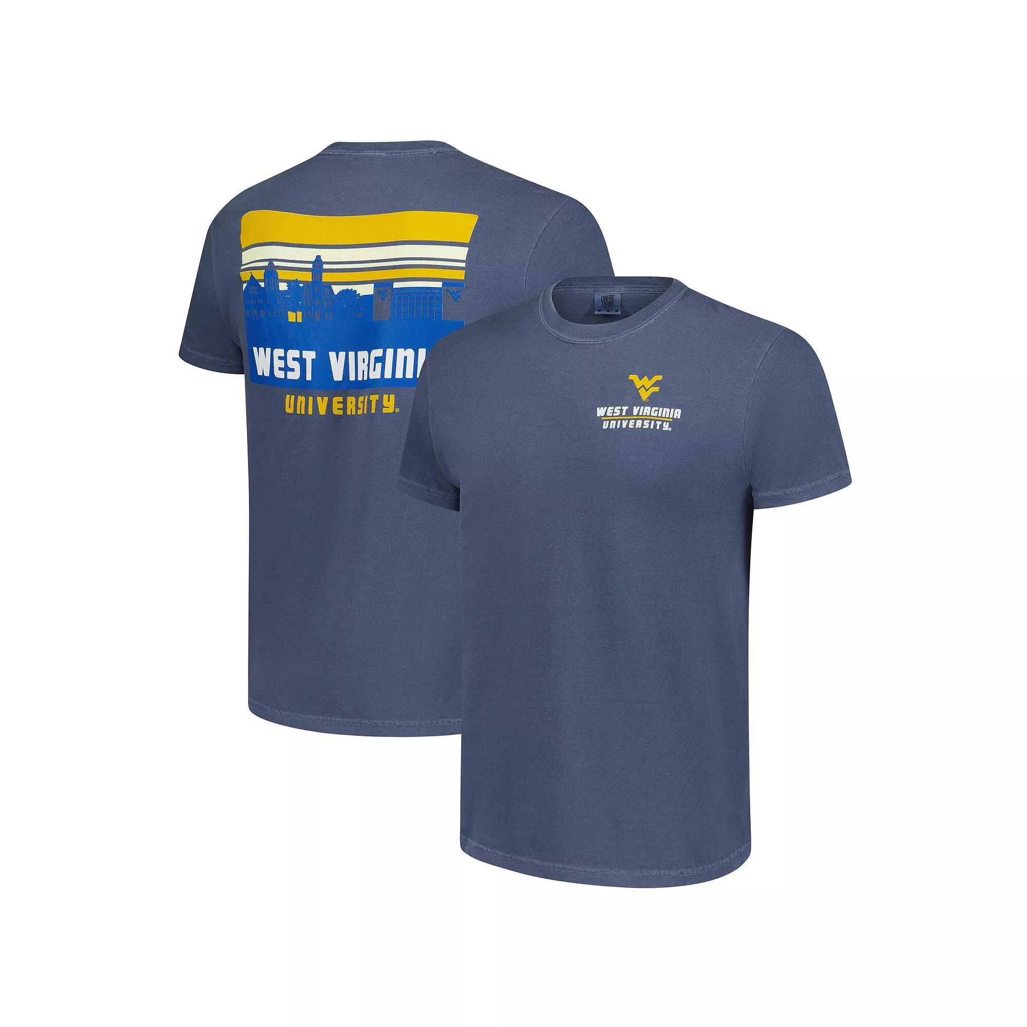 Men's Navy West Virginia Mountaineers Striped Campus Skyline T-Shirt, Size: Small, Blue Product Image