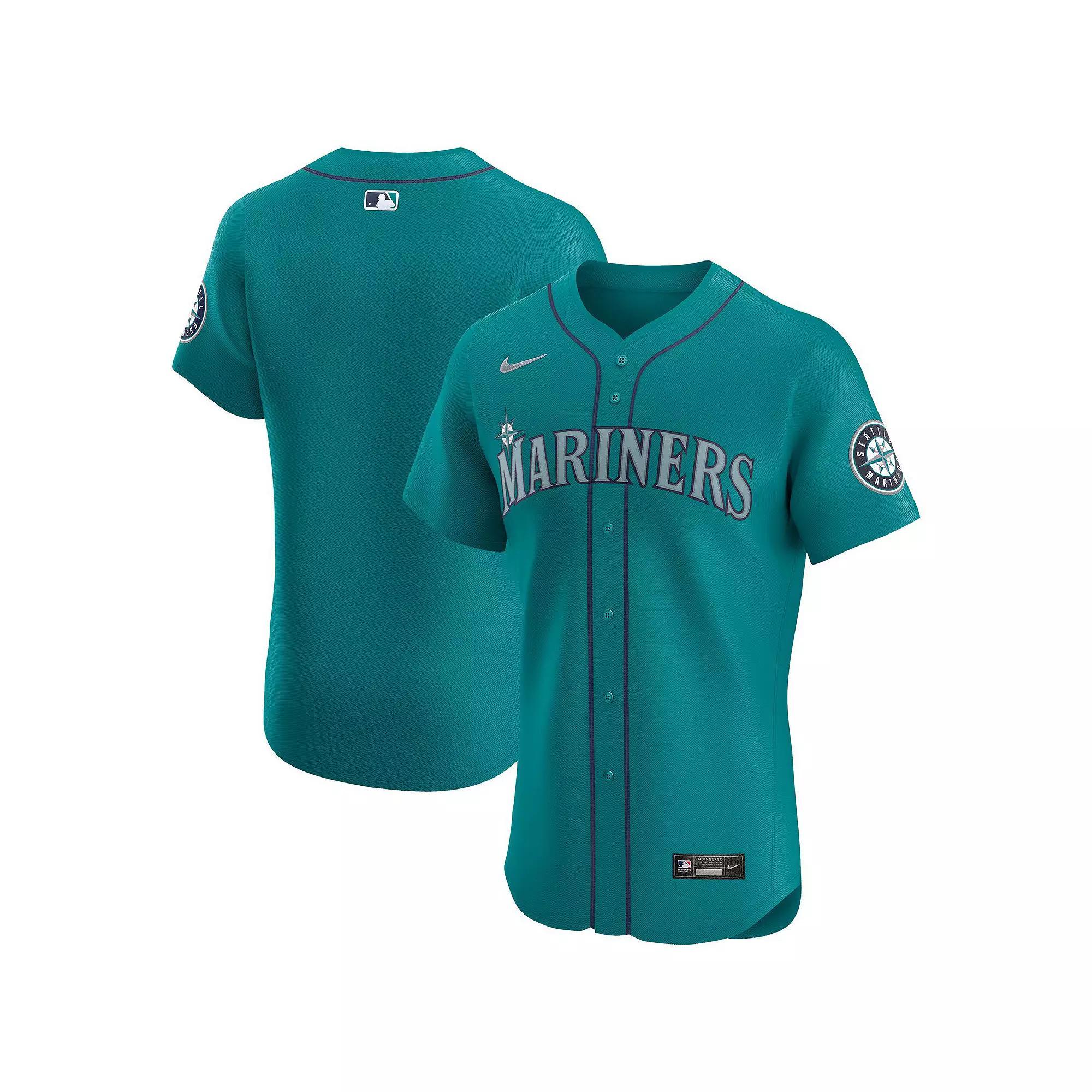 Mens Nike Aqua Seattle Mariners Alternate Vapor Premier Elite Patch Jersey Turquoise A Product Image