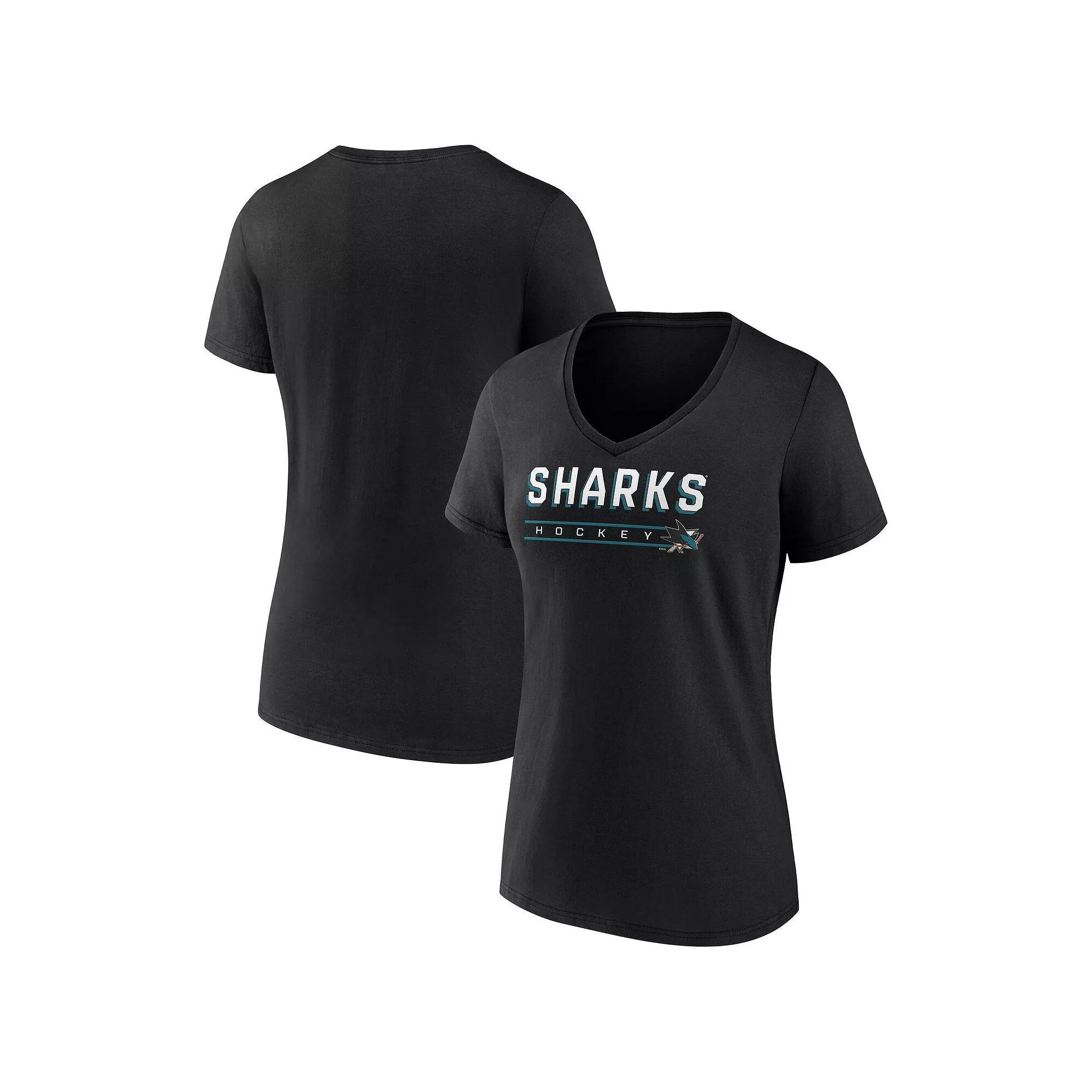 Women's Fanatics Black San Jose Sharks V-Neck T-Shirt, Size: 2XL, Sks Black Product Image