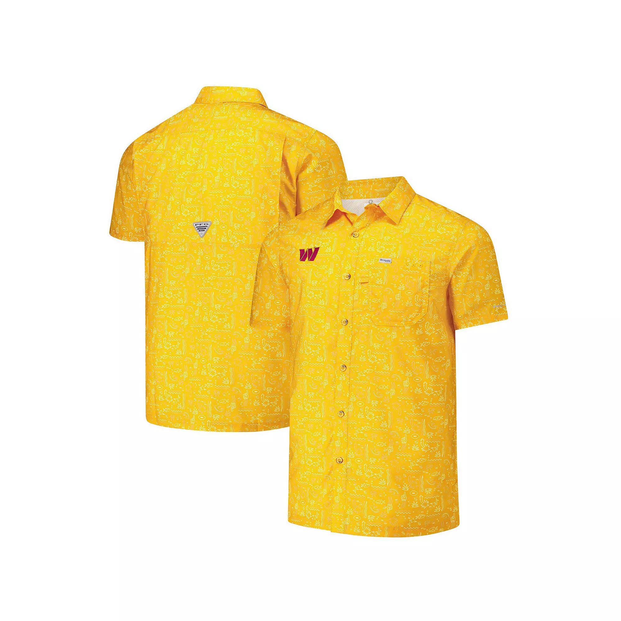 Mens Columbia PFG Gold Washington Commanders Super Slack Tide Omni-Wick Button-Up Shirt Product Image