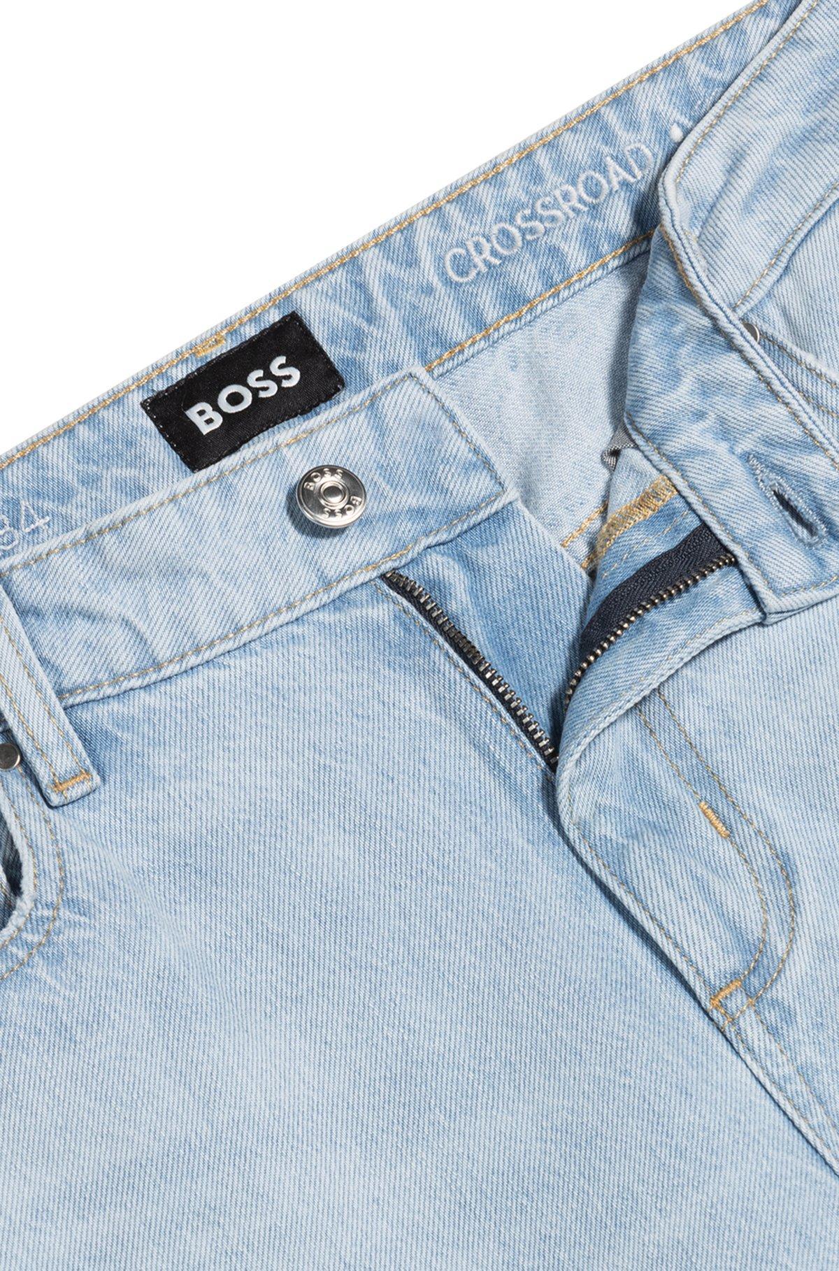 BOSS - Wide-leg jeans in blue rigid denim - Light Blue Product Image