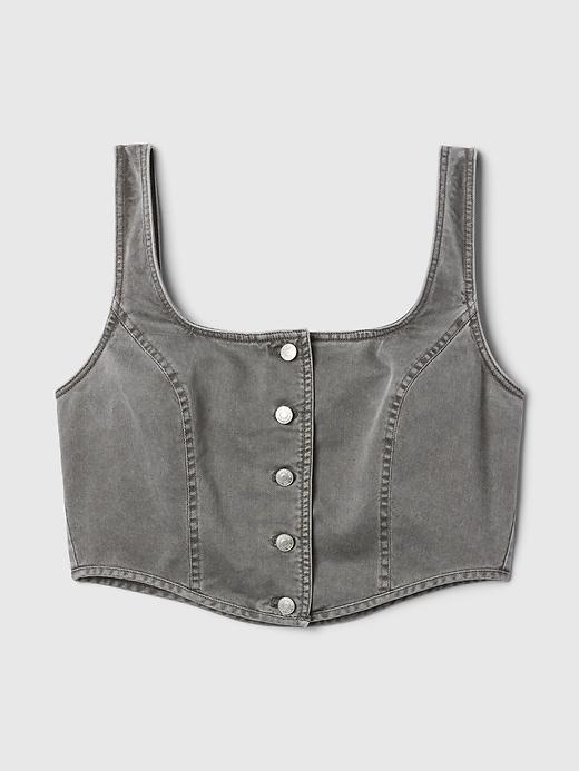 Structured Twill Cropped Corset Tank Top Product Image