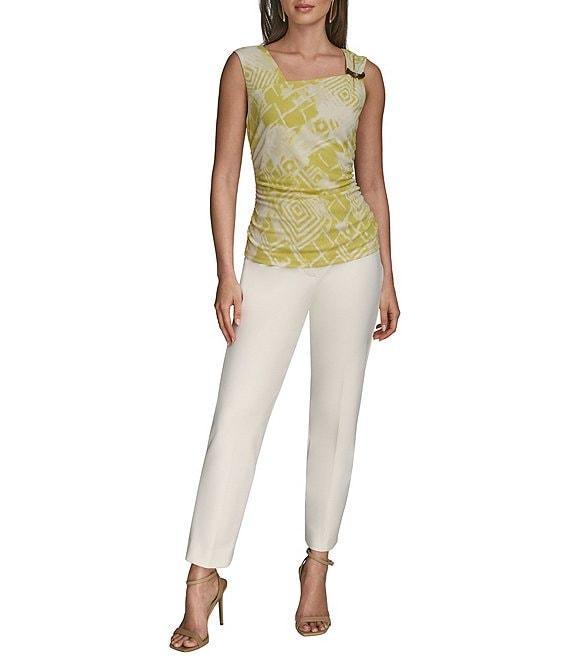 Donna Karan Scoop Neck Asymmetric Shoulder Ring Sleeveless Top Product Image
