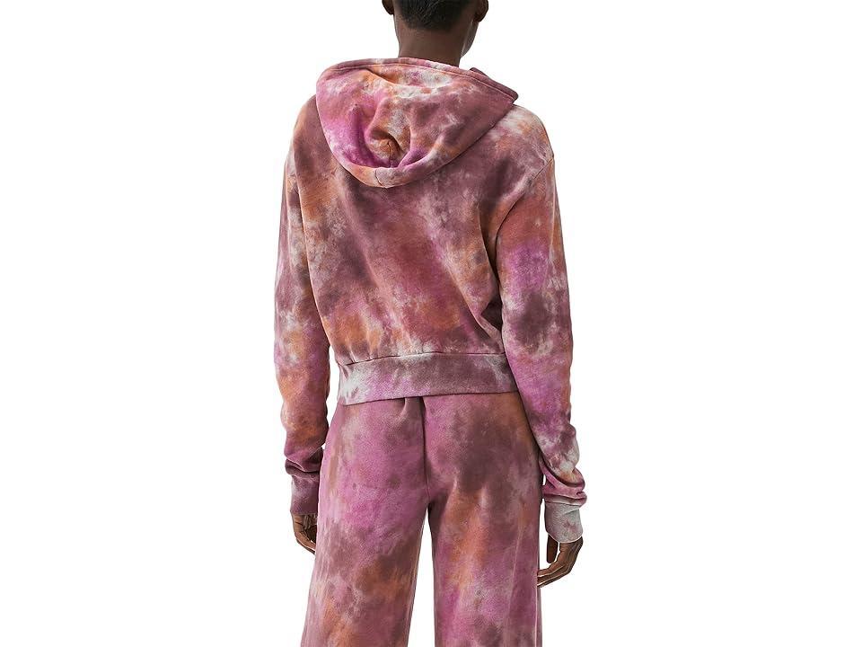 Michael Stars Libbie Quartz Washed Long Sleeve Crop Hoodie in Cozy Terry (Berry Combo) Women's Clothing Product Image