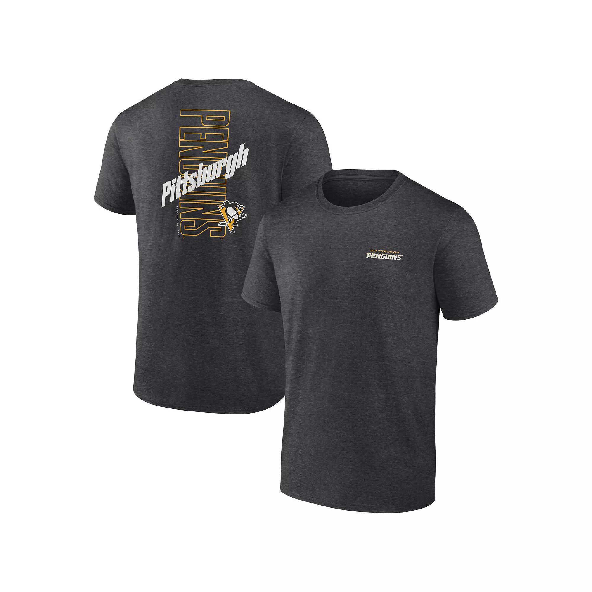 Men's Fanatics Branded Heather Charcoal Pittsburgh Penguins Backbone T-Shirt, Size: Large Product Image