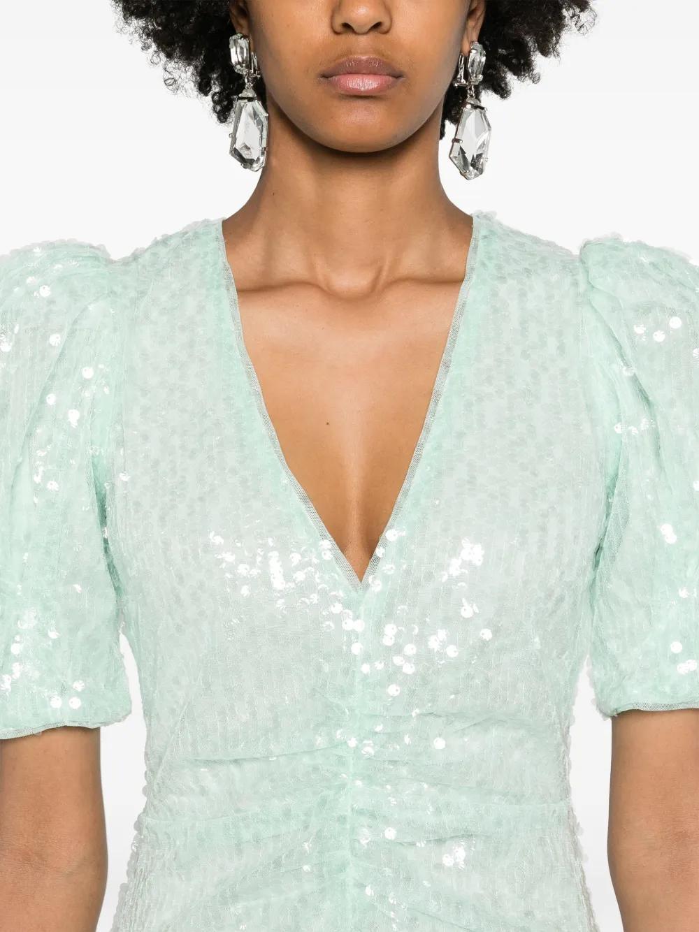 sequinned puff-sleeve midi dress   Product Image