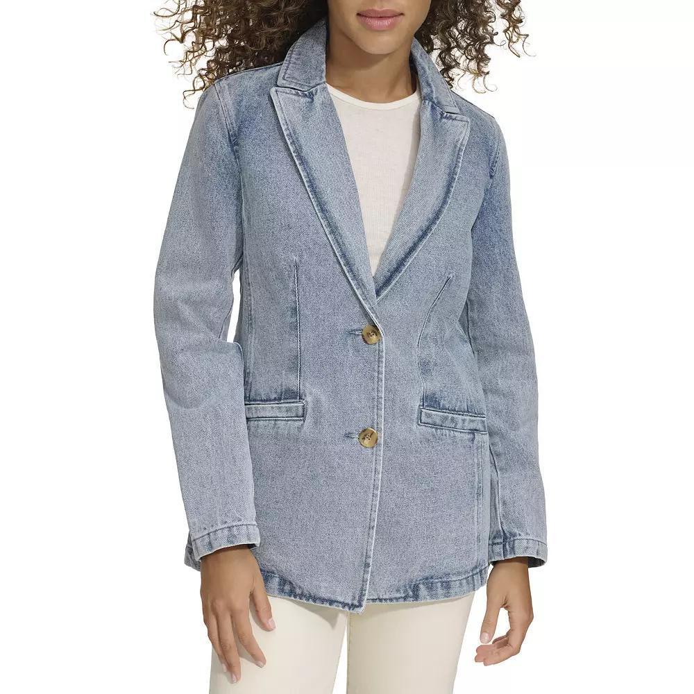 Womens Levis Denim Notch Collar Blazer Light Blue Product Image