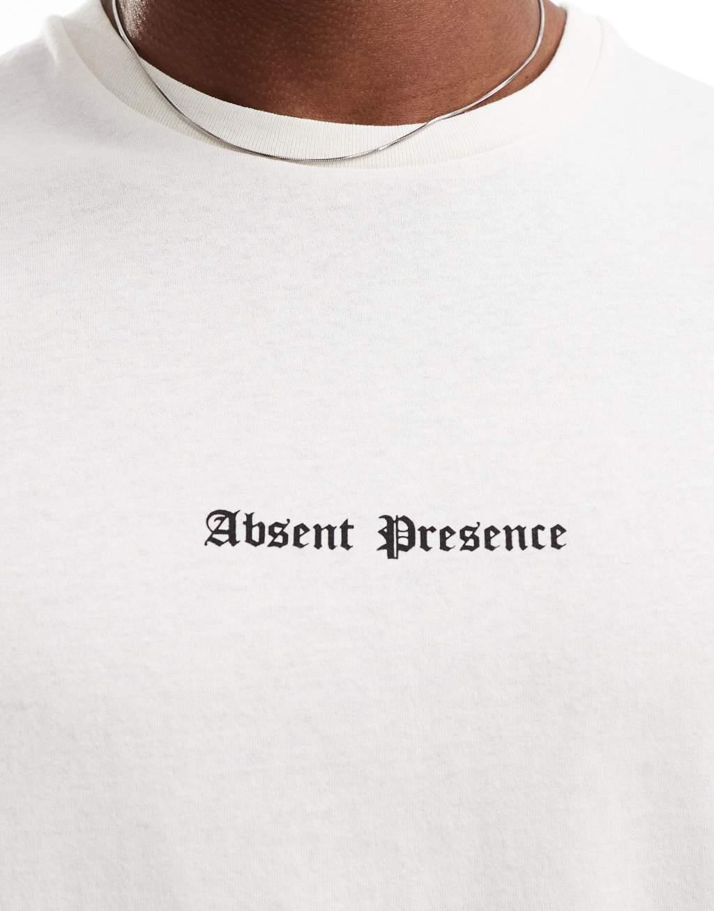 ADPT oversized T-shirt with presence backprint in cream Product Image