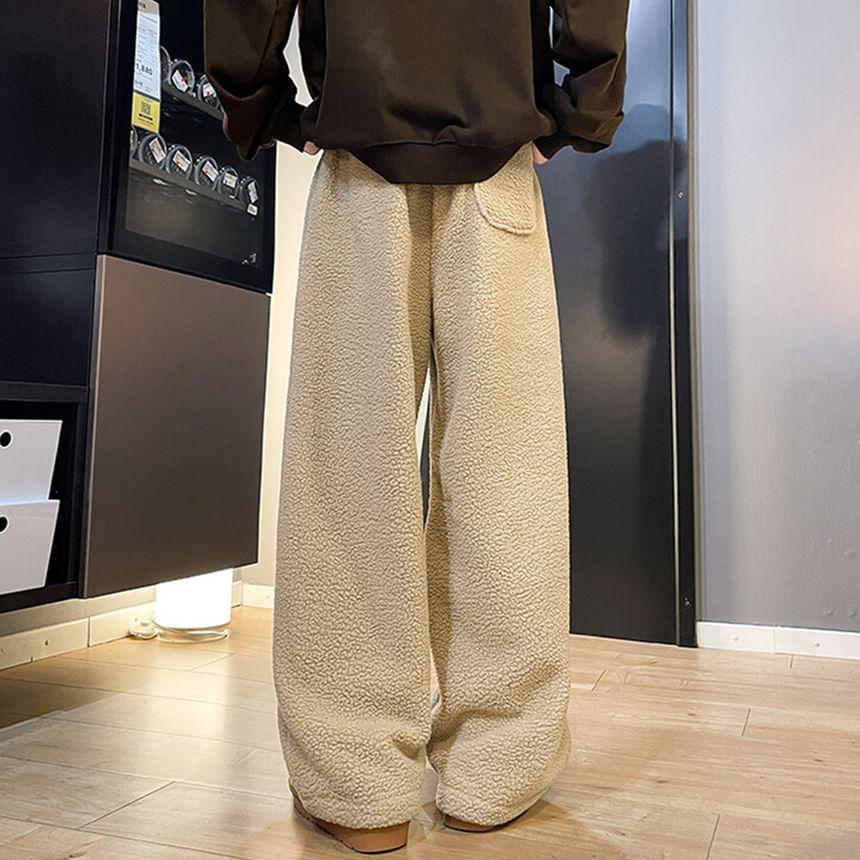 High Waist Fleece Wide Leg Pants Product Image