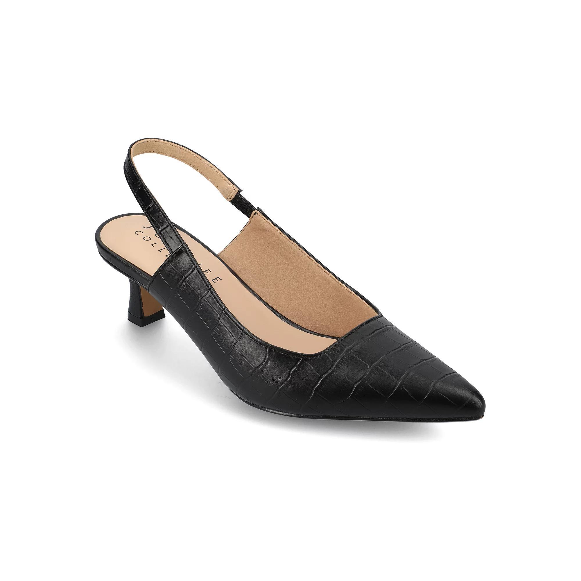 Journee Paulina Women's Slingback Heels, Size: 5.5, Black Croco Product Image