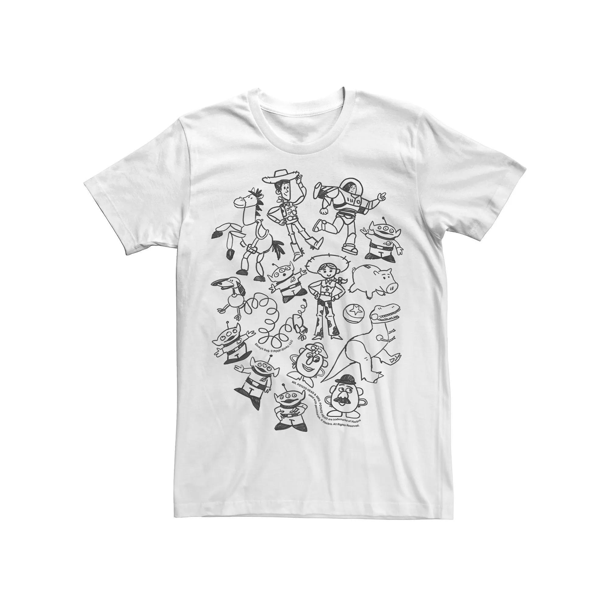 Disney / Pixar's Toy Story Men's Group Doodles Tee, Size: Medium, White Product Image