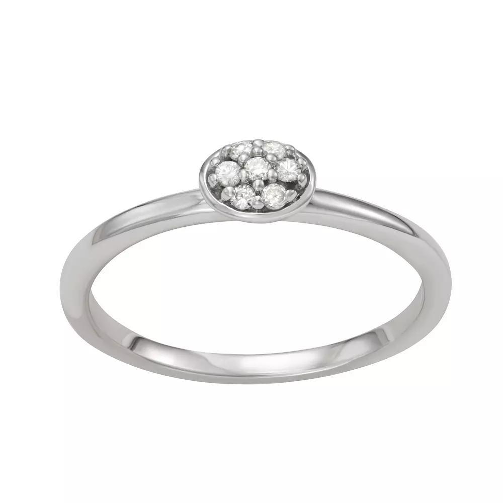 Moissanite Outlet Sterling Silver 1/10 Carat T.W. Pave Lab-Created Moissanite Oval Ring, Women's, Size: 6 Product Image