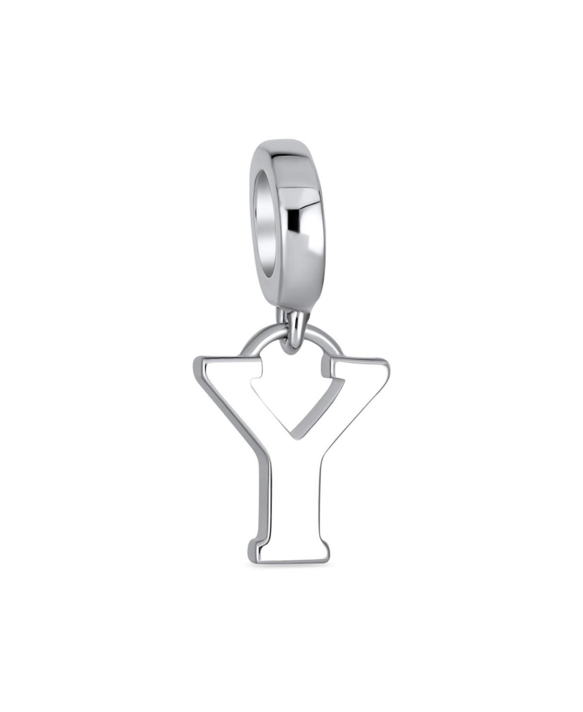 Bling Jewelry Dangle Block Letter A-z Alphabet Initial Charm Bead For Women Solid .925 Sterling Silver Fits European Bracelet Product Image
