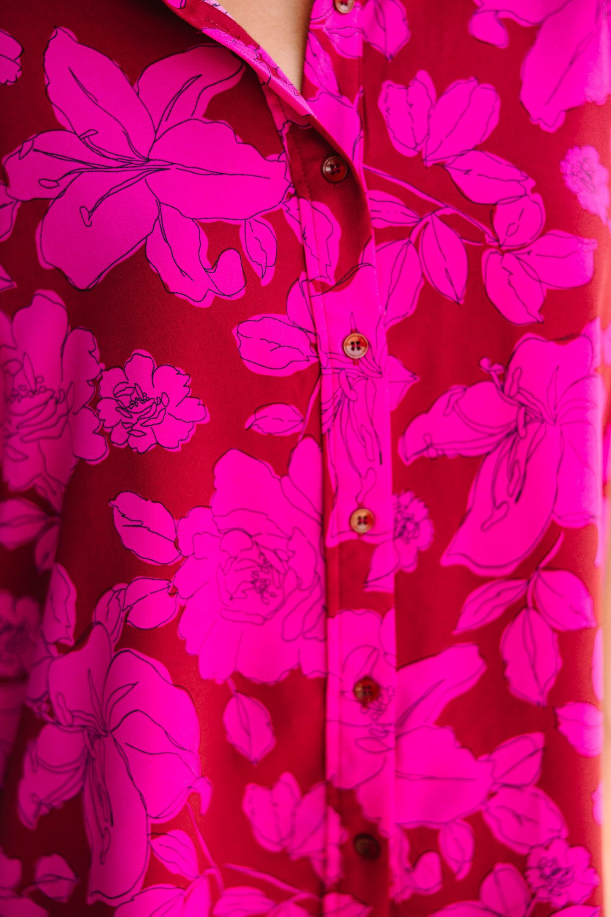 Get What You Love Brick Red Floral Blouse Female Product Image