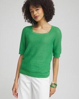 Linen Blend Square Neck Pullover Product Image