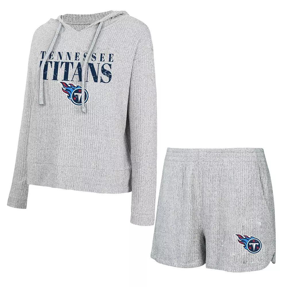 Women's Concepts Sport Gray Tennessee Titans Juniper Long Sleeve Hoodie T-Shirt & Shorts Set, Size: XL, Grey Product Image