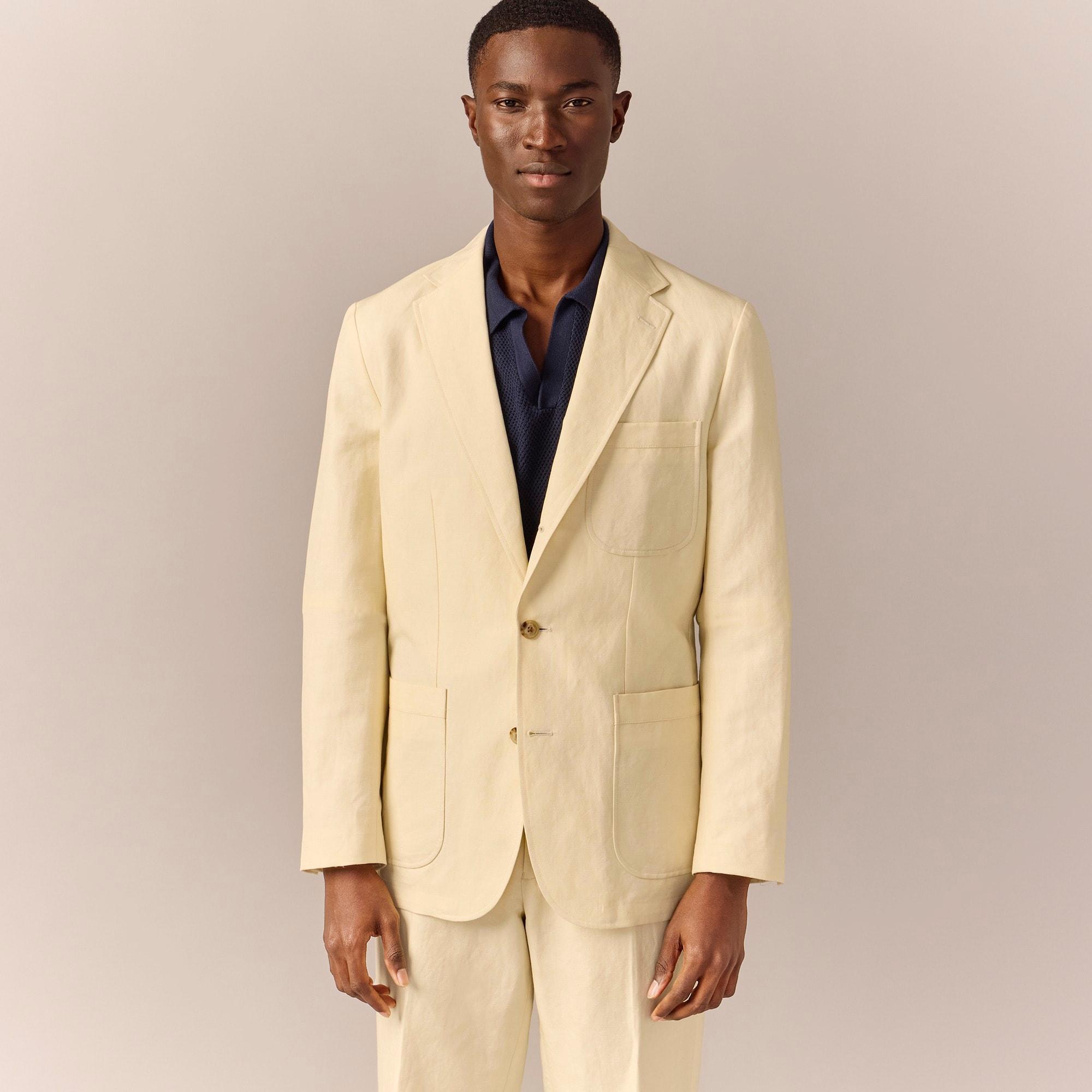 Crosby Classic-fit suit jacket in Italian linen-cotton blend Product Image