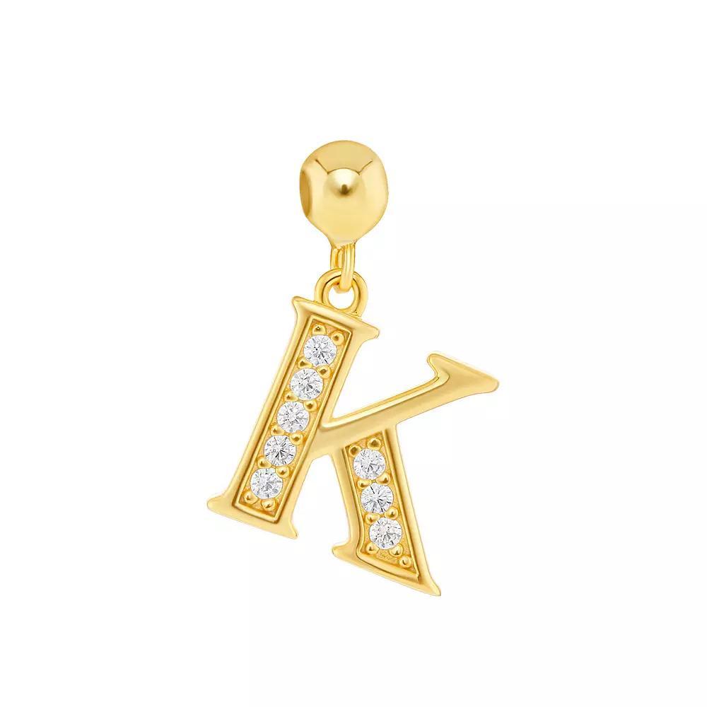 PRIMROSE 18k Gold Plated Pave Cubic Zirconia Initial Sliding Charm, Women's, Yellow Gold Tone S Product Image