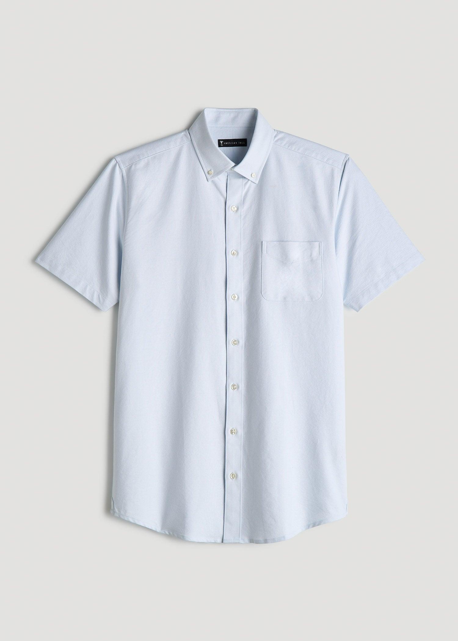Short Sleeve Oxford Button Shirt For Tall Men in Black Product Image