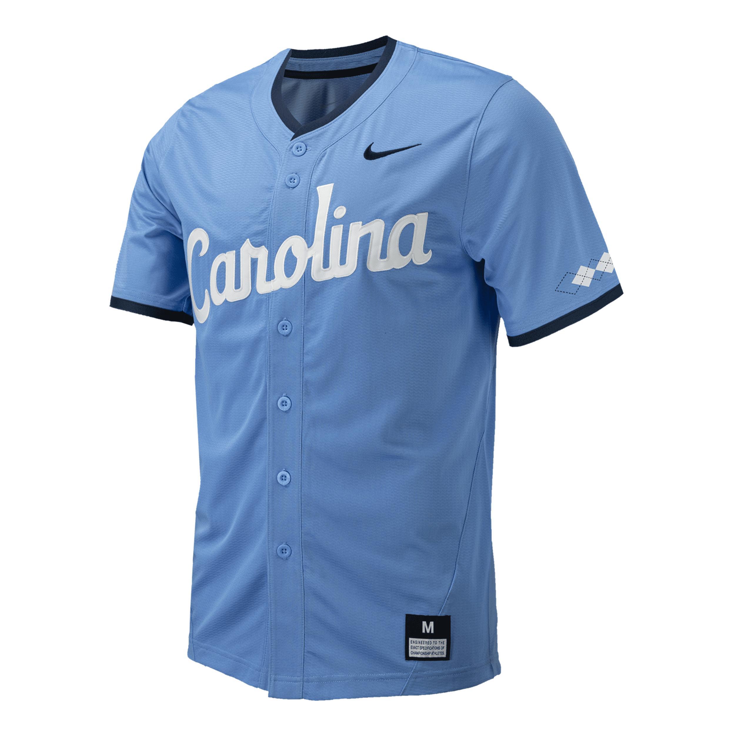 Men's Nike Carolina Blue North Carolina Tar Heels Replica Full-Button Baseball Jersey, Size: XL, Light Product Image