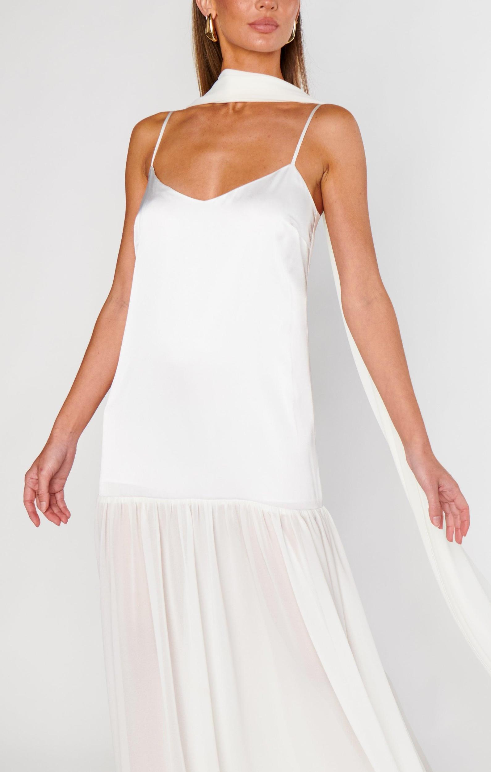 Dalia Maxi Dress ~ Ivory Luxe Satin Product Image