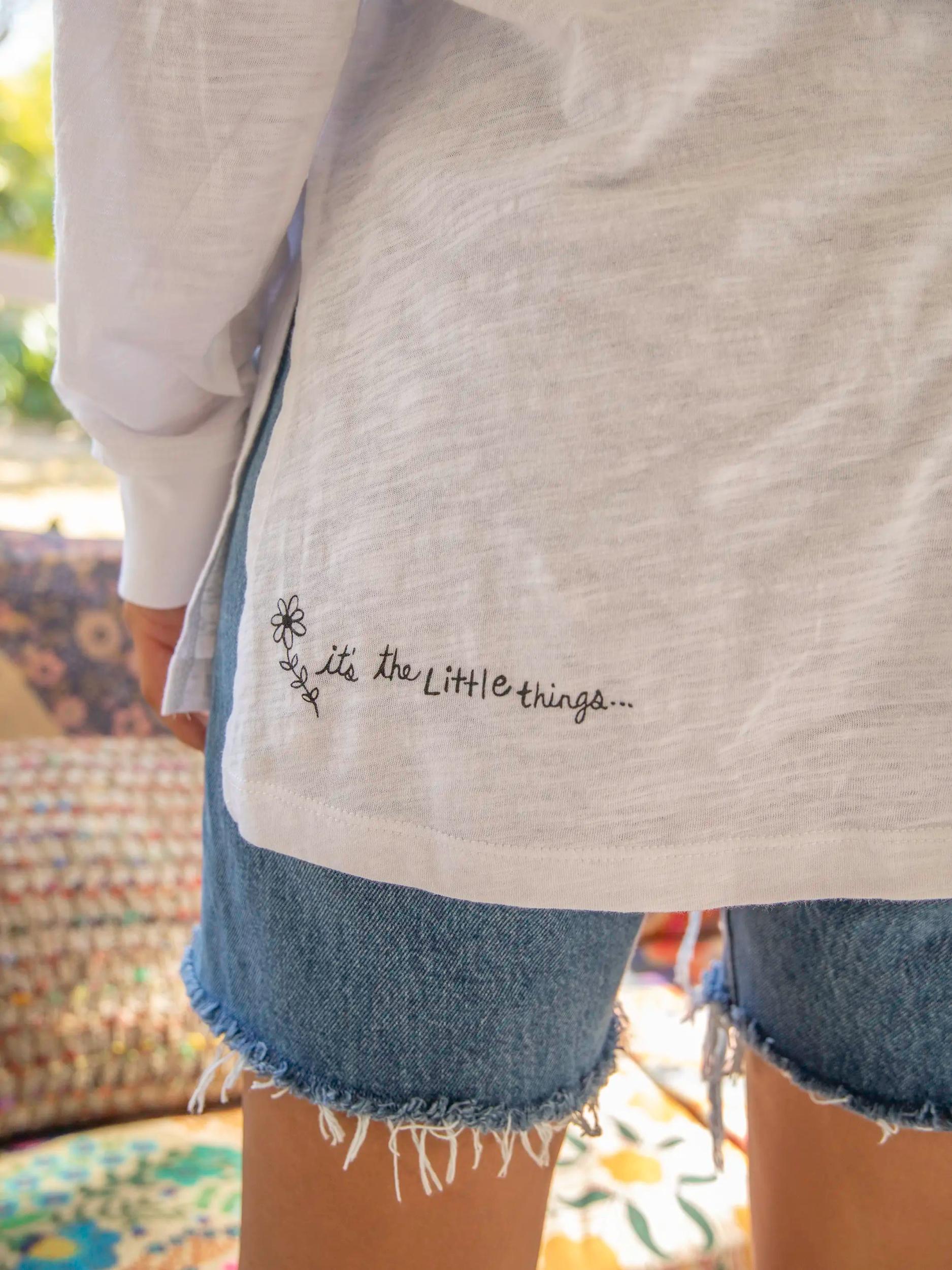 Oversized Cotton Doodle Tee - White Product Image